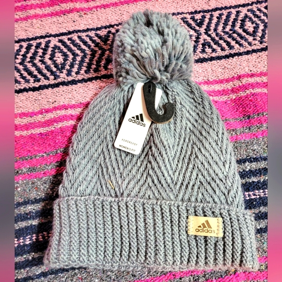 adidas Accessories - Adidas grey knit winter hat with pom